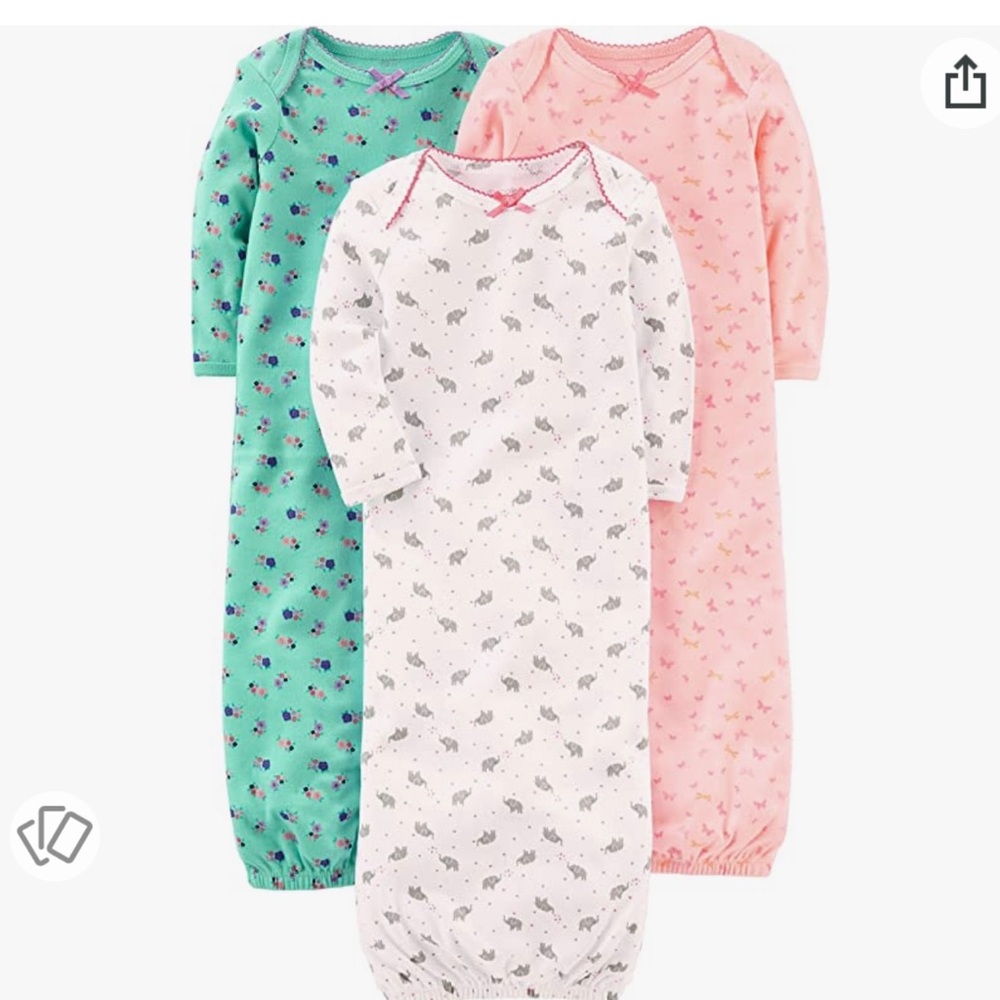 Carters multi patterned gown set